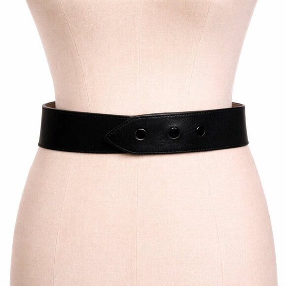 Diane von Furstenberg Wide Black Leather Statement Belt XS embellished Y2k main image 4